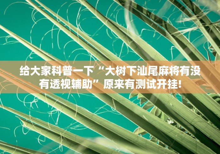 给大家科普一下“大树下汕尾麻将有没有透视辅助”原来有测试开挂! 给大家科普一下“大树下汕尾麻将有没有透视辅助”原来有测试开挂!