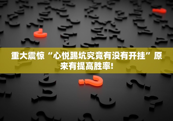 重大震惊“心悦踢坑究竟有没有开挂”原来有提高胜率!