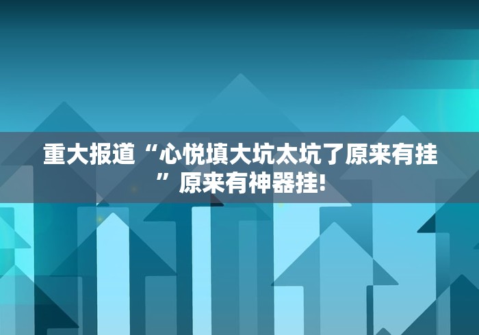 重大报道“心悦填大坑太坑了原来有挂”原来有神器挂!
