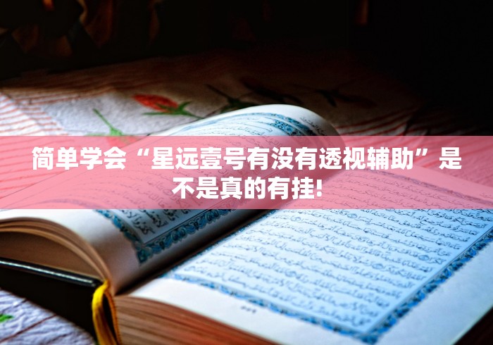 简单学会“星远壹号有没有透视辅助”是不是真的有挂!