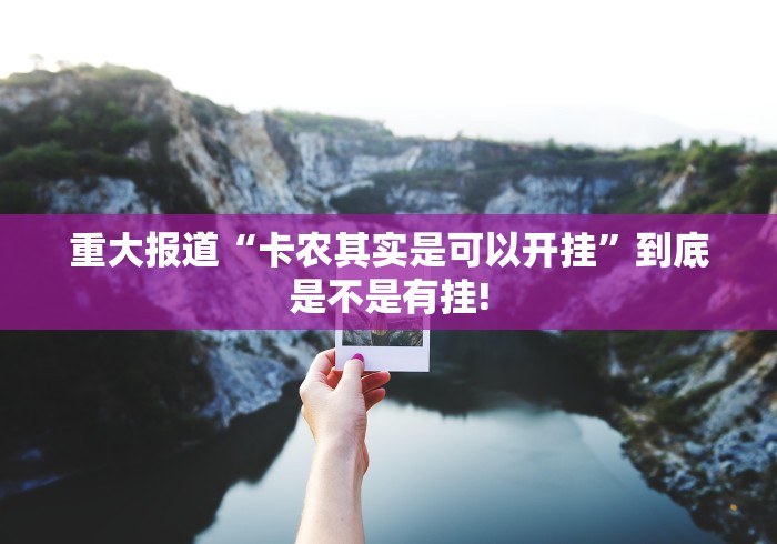 重大报道“卡农其实是可以开挂”到底是不是有挂!