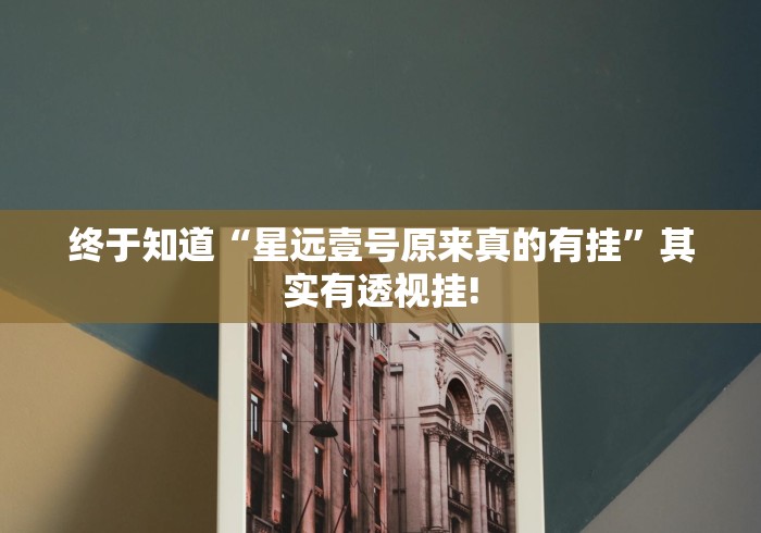 终于知道“星远壹号原来真的有挂”其实有透视挂!