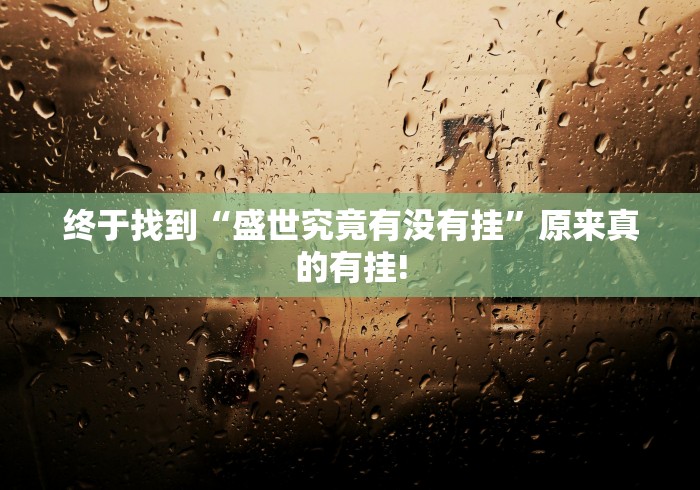 终于找到“盛世究竟有没有挂”原来真的有挂!