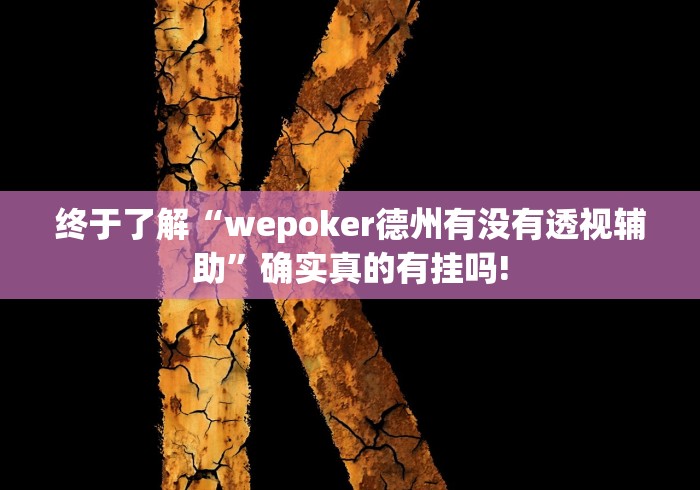 终于了解“wepoker德州有没有透视辅助”确实真的有挂吗!