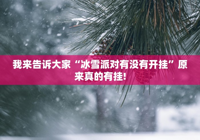 我来告诉大家“冰雪派对有没有开挂”原来真的有挂!