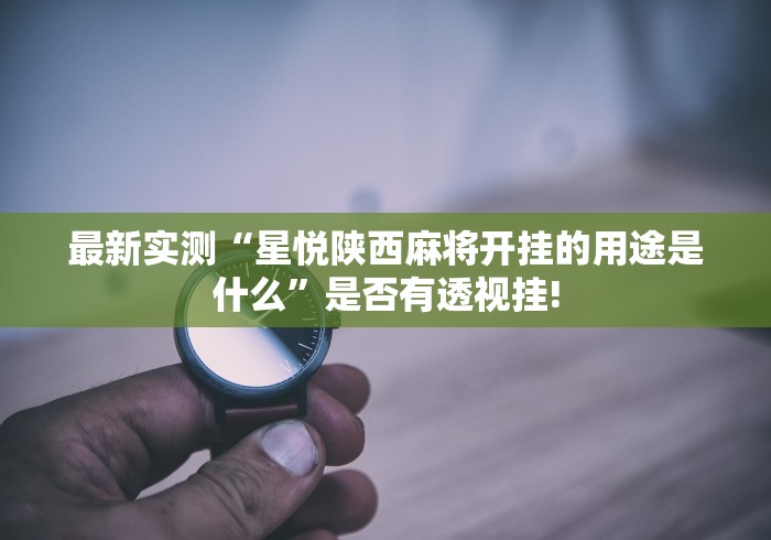 最新实测“星悦陕西麻将开挂的用途是什么”是否有透视挂!