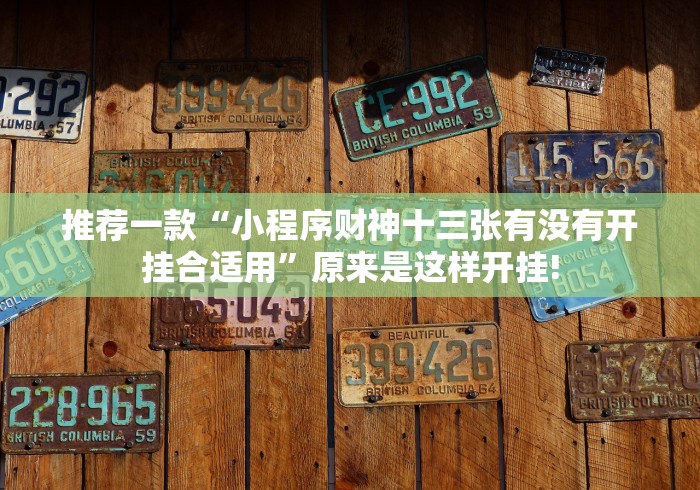 推荐一款“小程序财神十三张有没有开挂合适用”原来是这样开挂!