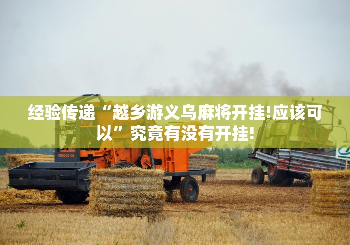 经验传递“越乡游义乌麻将开挂!应该可以”究竟有没有开挂!